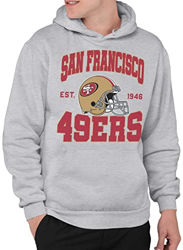 Junk Food Clothing x NFL - Team Helm - Pro Football Erwachsene Pullover Kapuzen-Fleece Sweatshirt für Damen und Herren - Grau