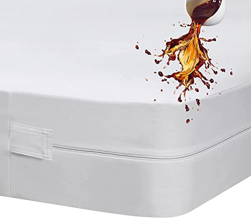 Fodera Coprimaterasso Impermeabile con Cerniera, Antipolvere Antiacaro Proteggi Materasso Lavabile Profondità a 30cm, Traspirante e assorbente (90x200+30cm)