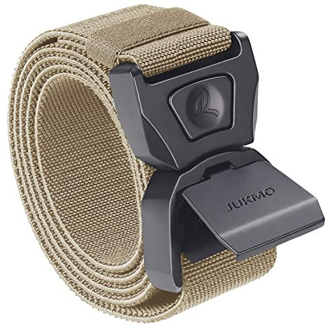 JUKMO Quick Release Tactical Belt, Military Work 1.5 Nylon Web Golf Belt with Heavy Duty Seatbelt Buckle (Coyote, Large-for Waist 42-46 (Length 53))