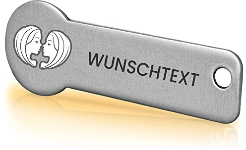 Einkaufswagenlöser ® Personalisiert mit Sternzeichen/Personalisierter Schlüsselanhänger mit Gravur & Schlüsselfundservice/Einkaufschip zum Rausziehen/Entriegler für Einkaufswagen - Zwilling