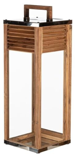 Casa Padrino Deko Kerzenleuchter Braun/Silber 30 x 30 x H. 80 cm - Handgefertigte Laterne mit Tragegriff - Gastronomie Accessoires - Restaurant Accessoires - Hotel Accessoires - Deko Accessoires