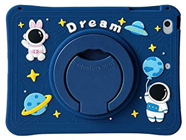 für 2020 iPad Air 4/2022 iPad Air 5 10.9 Zoll Hülle, CrazyLemon Kawaii Cartoon Süße Anime Figur Muster Weich Silikon Schutzhülle 360° Drehbarem Tablet Ständer mit Schlüsselband - Hase Raumfahrer