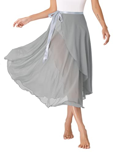 YiZYiF Womens Chiffon Sheer Ballet Dance Skirt Lyrical Modern Flowy Dance Dress Contemporary Dance Long Skirt