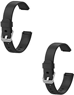 KAREN66 2 Stück Armband Kompatibel mit Fitbit Luxe Armband, Sport Silikon Uhrenarmband Replacement Wechselarmband Ersatzarmband für Fitbit Luxe (Schwarz+Schwarz)