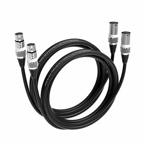 Wrugste XLR Kabel Premium Symmetrisches XLR Mikrofonkabel,2M 2Stück 3-Pin XLR Stecker auf Buchse DMX Mikrofonkabel für Studioaufnahmen und Live-Produktion