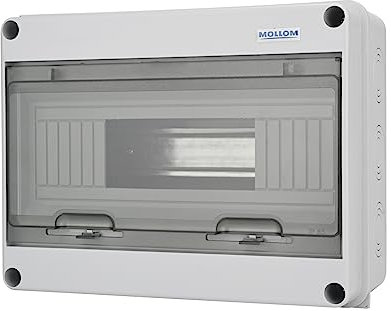 MOLLOM 12 voies Boîte de protection de distribution de disjoncteur MCB avec rail DIN, IP65 étanche, pour usage intérieur et extérieur