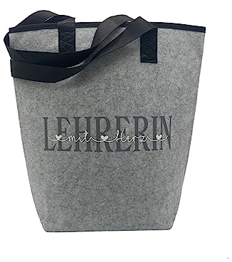 NeLi Tragetasche Lehrerin Geschenk Tasche aus Filz mit Spruch Abschiedsgeschenk mit Herz