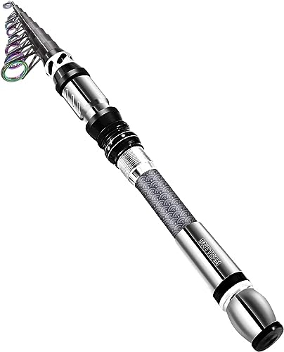 BNTTEAM Nouvelle Canne à pêche Portable 99% Fibre de Carbone Fluorescente tête de Canne télescopique Super Dur Super léger Canne à pêche pour Voyage Bateau de Surf (KB-Type, 2.7M/106.5in/8.86ft)