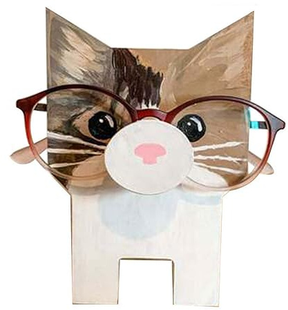 EsportsMJJ Porta occhiali da sole in legno carino a forma di animale, espositore per occhiali da vista – gatto