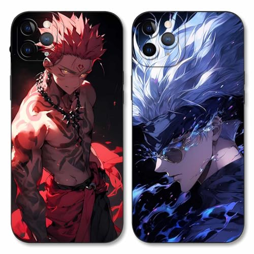 2 Stück Handyhülle für Apple iPhone 11 Pro Hülle 5.8 Zoll, Anime Motiv Gojo Satoru Itadori Yuji Manga Muster Schutzhülle Jungs Case Schutz der Linse Design Cover Stoßfest, Schwarz1