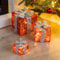 LED Geschenkboxen mit Timer 3er Set - ROT/GRAU - Weihnachts Dekoboxen warm weiß beleuchtet - Weihnachten Advent Winter Christbaum Deko Beleuchtung Batterie betrieben
