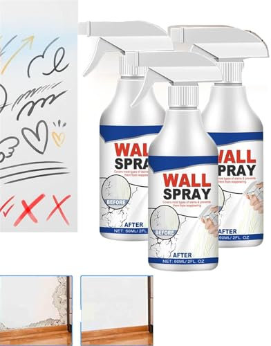 Lot de 3 bombes de peinture polyvalente pour réparation murale, peinture à base d'eau, peinture blanche, couvre les taches, cache, peinture de plafond, détachant pour mur, plafond, mur et fissures