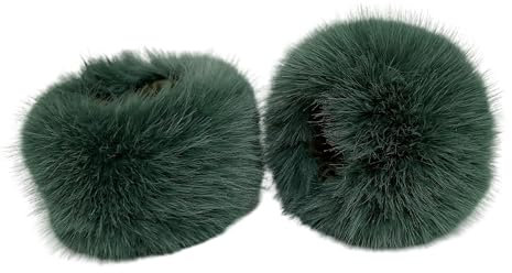 Lina & Lily Damen Winter Armstulpen Manschetten Pulswärmer Kunstfell (Dunkelgrün)