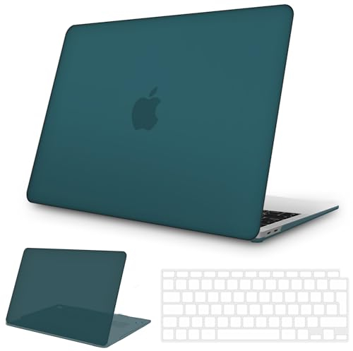 NPUOLS Hülle für MacBook Air 13 Zoll Hülle 2021 2020 2019 2018 Modell A2337(M1) A2179 A1932,Dünne Sbeständige Schutzhülle und Ultradünner TPU EU Tastaturabdeckung (A2337/A2179), Tiefes Teal