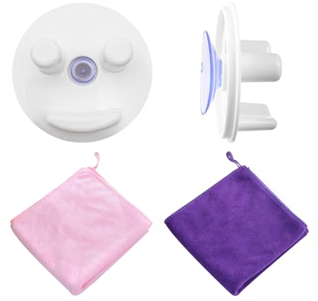 NyxSeat Porta spugna bianca in 2 pezzi con 2 piccoli asciugamani quadrati, supporto in spugna resistente, supporto in spugna a ventosa per il lavello della cucina (senza spugne)