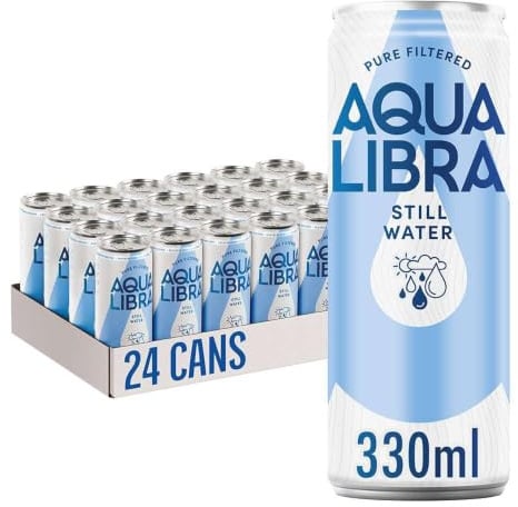 Aqua Libra Still Water, 330 ml, Pack of 24 Cans | Still water with NO sugar, NO sweeteners and NO artificial flavours