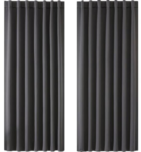 Joydeco Vorhänge mit Verdeckten Schlaufen 2er Set,H 137 x B 132 Dunkelgrau Kurze Blickdicht Sichtschutz Verdunkelungsvorhang Stangendurchzug Gardinen Blackout Curtains Schlafzimmer Wohnzimmer Küche