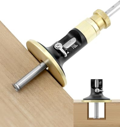 QWORK® Medidor de Marcado de Rueda, Cuchillo Marcador de Trazado con Ajuste Fino - Lectura Métrica de 12 cm