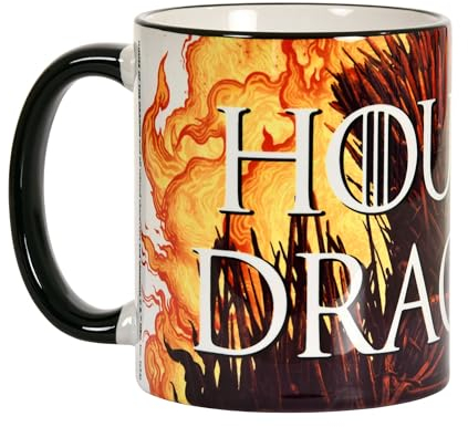 Elbenwald Taza House Of The Dragon Con Diseño Del Trono De Hierro Y Letra Impresa En Todo El Contorno - Capacidad 320 Ml Altura 9 Cm - Cerámica Multicolor