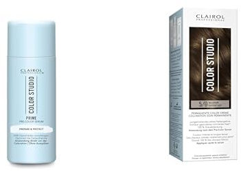Clairol Professional Color Studio Haarfärbe-Set – Haarserum zur Vorbeugung von Schäden beim Haare färben (50 ml) + Haarfarbe Hellbraun 5/0 (110 ml) – mit Metal-Purifier für 6 x weniger Haarbruch