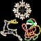 Christmas Window Silhouette Lights Decorations - 16in Pack of 3 USB Waterproof Sign Lighted Colour Snowflake Reindeer Santa Claus for Holiday Indoor Wall Door Glass Decorations
