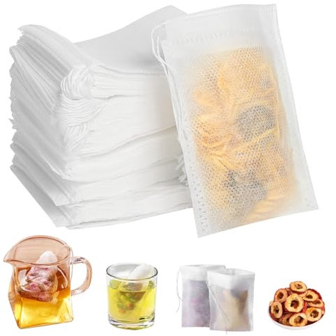 500 Stück Teebeutel für Losen Tee, 7 X 9cm Teefilter für Losen Tee mit Kordelzug Teefilter Papier Teebeutel Zum Selbstbefüllen Tea Bags für Tee Obsttee Teeblumen Gewürz Kräuterpulver Kaffee