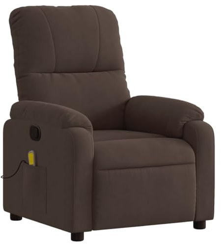 KOIECETA Massagesessel Sessel Verstellbare Rückenlehne Fußteil Fernsehsessel Relaxsessel mit Liegefunktion Liegesessel Polstersessel Ruhesessel Braun Mikrofasergewebe