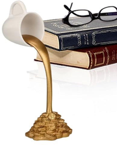 Coppa galleggiante - Ornamento per tazza galleggiante con moneta d'oro | Scultura da tavolo Splash in resina, 6 x 16,5 cm, divertente novità, per casa, studio e bar