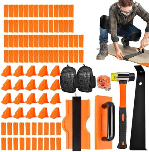 Laminate Flooring, Laminate Tools,107 Pieces Hardwood Flooring Tools, Flooring Installation Tools, Plank Flooring Tools Versatile Flooring Repair Kit for Home Improvement, 2011g