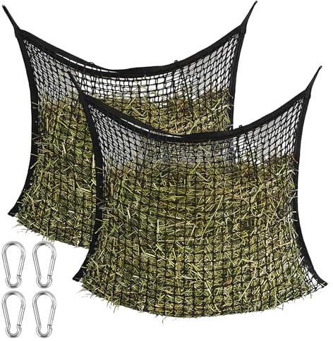 2 Stück Heunetz, Heunetz Für Pferde, 90*60 Cm Lang Heunetz Engmaschig, Engmaschiges Heunetz Für Pferde Heunetz Für Pferde Engmaschig Für Pferden, Schafen, Rindern, Heutasche(Schwarz)