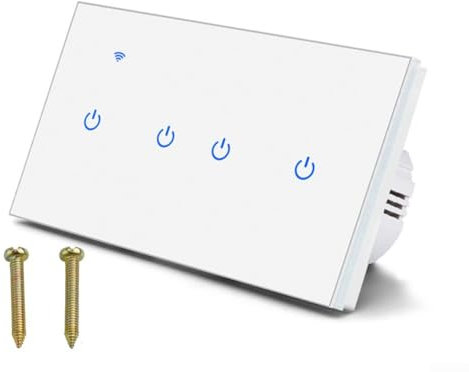 2 Way Touch Switch, Smart WiFi 220V 2 Way 2-8 Gang Touch Switch Voice Control For Tuya App Remote Control Switch For Home, Office(4 Gang 2Way)