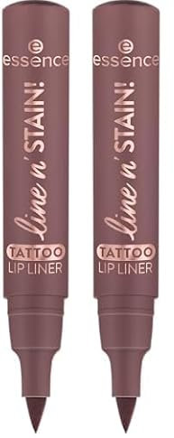 Essence Cosmetics Line N' Stain, Lápiz De Labios Tattoo, De Larga Duración, Definir, Efecto Tinte, Color Intenso, 2.5 ml (Paquete de 2)