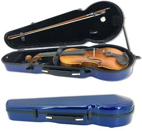 DouscsChart Custodia per viola da 40,6 cm, in fibra di carbonio, resistente, design portatile, con colofonia e accessori, due supporti per arco (blu)