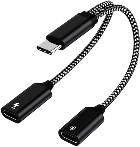 Lotnery USB C to Dual USB C Splitter Adapter for Simultaneous Charging and Audio Playback with PD 60W Fast Charging, Compatible with iPhone 16/15, iPad, Galaxy S Series, and Laptops