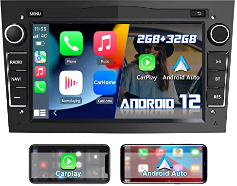 AWESAFE Android 13.0 2GB+32GB Pantalla de Coche para Opel con Carplay/Android Auto, Pantalla Táctil 7 Pulgadas con WiFi/GPS/Bluetooth/DSP/RDS/USB/FM/28 Temas, Apoyo Mandos Volante,MirrorLink(Negro)