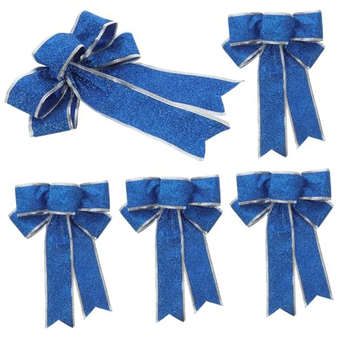 WEKADRIN 5 Piezas Navideños de Tela Azul de para Decoración de Árbol Puertas y Mesas Fácil de Usar y Resistente