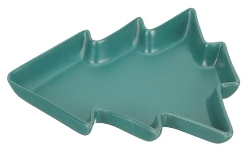 CIYODO Piatto Natalizio Forma Albero in Opaca Verde Scuro Vassoio per Snack Frutta Secca e Dolci Capacità per Feste