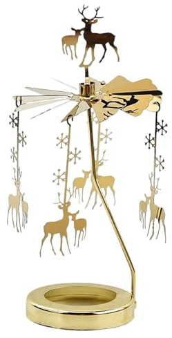 Drehbares Windspiel für Kerzen, Weihnachtsständer mit dekorativem Metalltablett | für Tisch, Zuhause, Eingang, Wohnzimmer, Küche, Hochzeit, Party und Innendekoration