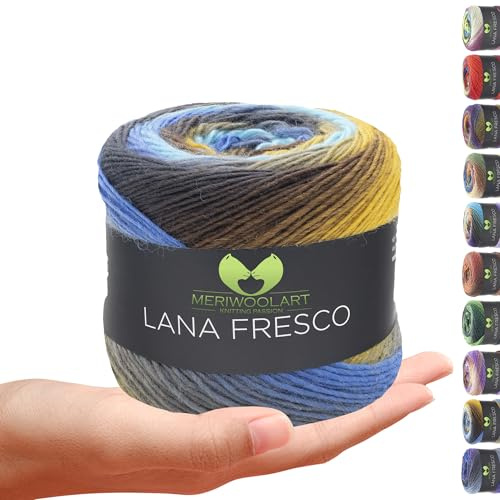 MeriWoolArt® Extrafeine Merinowolle garn zum Stricken oder Häkeln (100g, 380m) - Vielseitig für Hüte, Snoods, Blusen, Tuniken und warme Kleidung für Kinder und Erwachsene