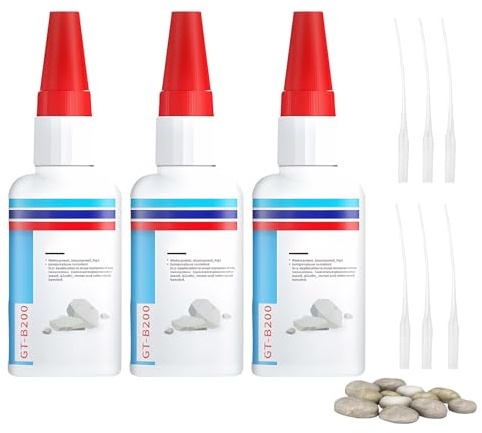 Steinkleber 30g*3 Keramikkleber, Porzellankleber Extra Stark Wasserfest, Natursteinkleber, Kunststoffkleber, Plastikkleber, für Stein, Marmor, Granit, Kunststein etc
