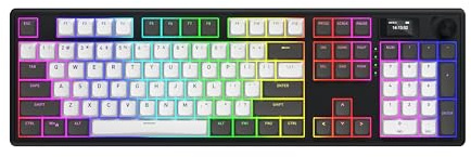 HATOR Skyfall 100 Pro Wireless Mechanische Gaming-Tastatur mit Silent Mechanical Switches, Hot-Swap, RGB, Gasket-Mount, TFT Screen, PBT, 2.4GHz/Bluetooth/USB-C, US Layout, NO German, NO French Layout