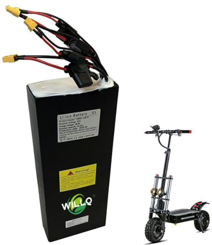 WILLQ Batterie Lithium Rechargeable 14S7P 52 V 18,2 Ah pour Scooter électrique avec BMS et Prise XT60 + XT30 pour Scooter kit Moteur 0-1000 W
