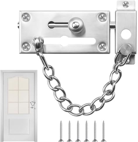 Türkettchen, Türschlösser aus Edelstahl, abschließbare Türkettchen und Türsicherheitsketten (inkl. Schrauben) – Geeignet als Diebstahlschutz für Türen in Hotels, Privathäusern und Wohnungen.