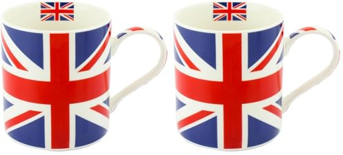 Lesser & Pavey Union Jack Mug - FINE China and Boxed - LP33591, Blue (Pack of 2)