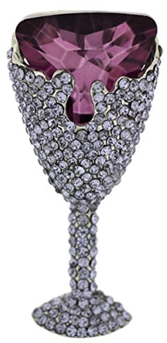 PYNK Jewellery Brooches Store Silver and Amethyst Purple Crystal Champagne Glass Brooch