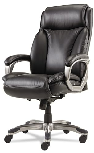 Alera Veon Series Executive Lederstuhl mit hoher Rückenlehne und Spiralfederpolsterung, Schwarz