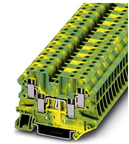 PHOENIX CONTACT UT 4-QUATTRO-PE Modularer Erdungsklemmenblock mit Schraubanschluss, 4 Anzahl der Anschlüsse, AWG 26 - 10, 4mm² Nennquerschnitt, Grün/Gelb, 50 Stück