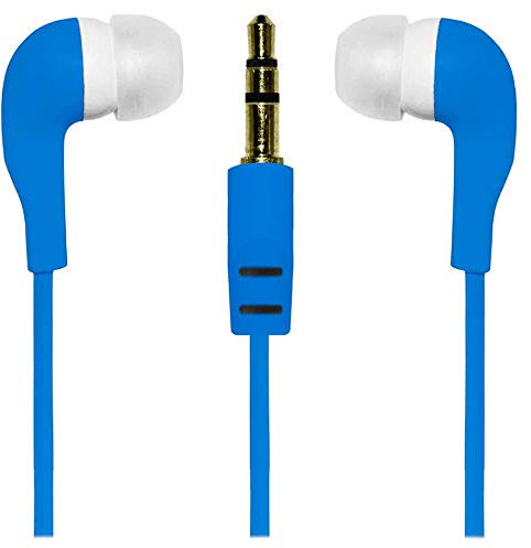 OcioDual Auriculares Estéreos Conector Jack 3.5mm Azul Cascos Intrauditivos Almohadilla Silicona Goma Blanda Suave MiniJack