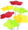 SUNPLAY Sonnenfänger-Blumen 6er Set - 2X Gelb, 2X Grün, 2X Rot - 6 Stück zu je 20 cm Durchmesser im Set + 70 cm Schwingstäbe