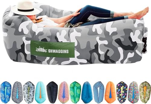 Chillbo Shwaggins Aufblasbare Couch, Cooler aufblasbarer Stuhl, einfacher Aufbau, er ist toll als Wanderausrüstung, Strandkorb und auf Musikfestivals. (Urban Camo)